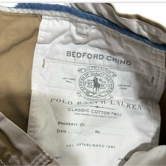 Polo Ralph Lauren Men Bedford Chino Classic Fit Pants flat khaki 40/30 40 waist - Picture 9 of 10